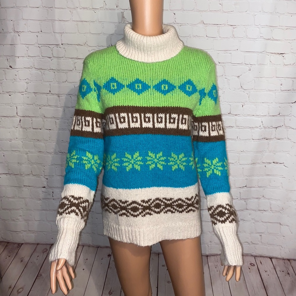 Christmas Old Navy wool mix winter cozy turtleneck sweater size large boho